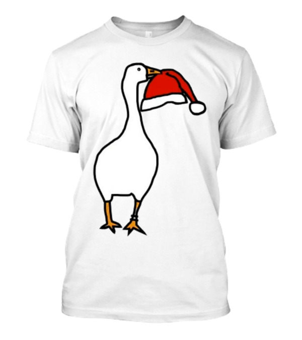 Happy Merry Christmas Santa Hat White Goose Steals T-Shirt
