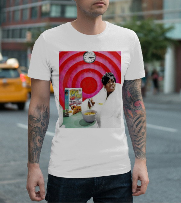 Missy Elliott Flav•O•Fleks Cereal With Red Spiral Clock Background T-Shirt
