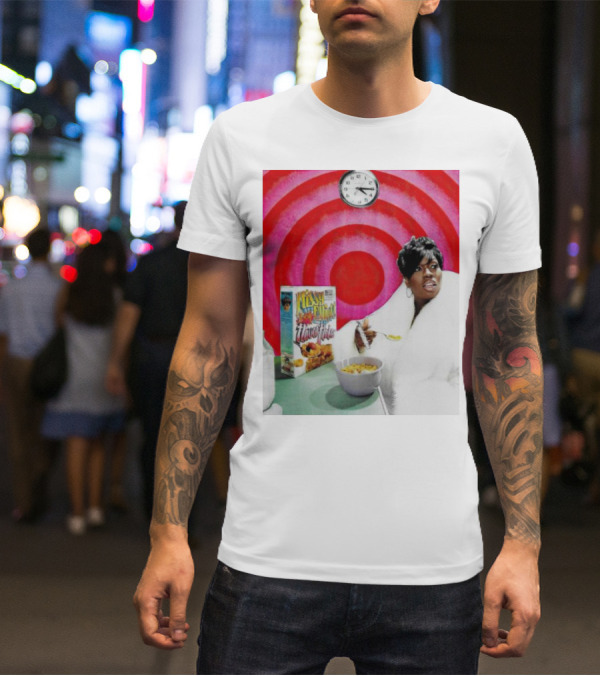 Missy Elliott Flav•O•Fleks Cereal With Red Spiral Clock Background T-Shirt