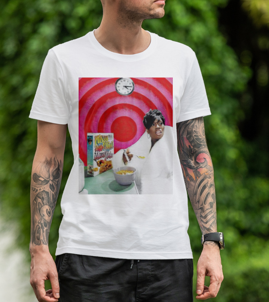 Missy Elliott Flav•O•Fleks Cereal With Red Spiral Clock Background T-Shirt