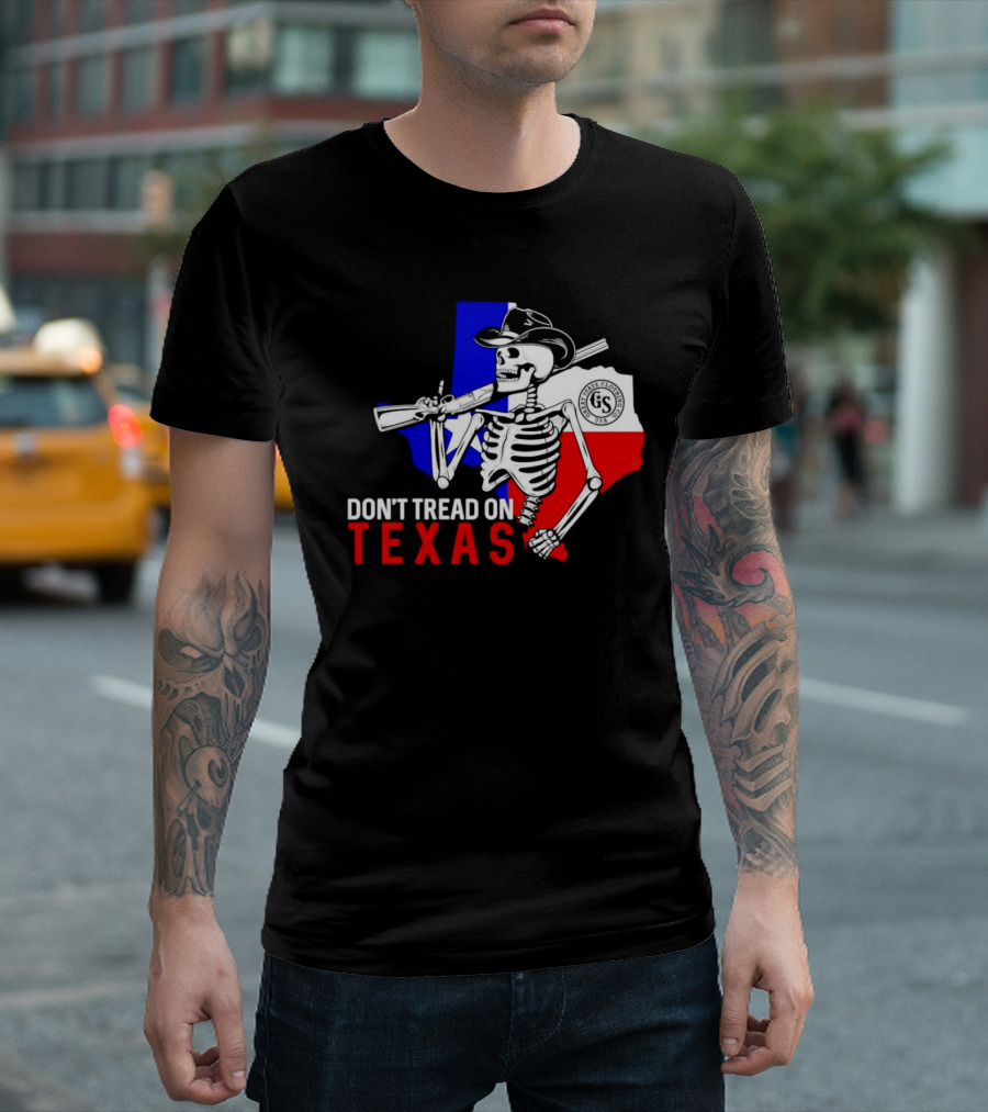 Don't Tread on Texas Skeleton Cowboy State Guard Seal T-Shirt