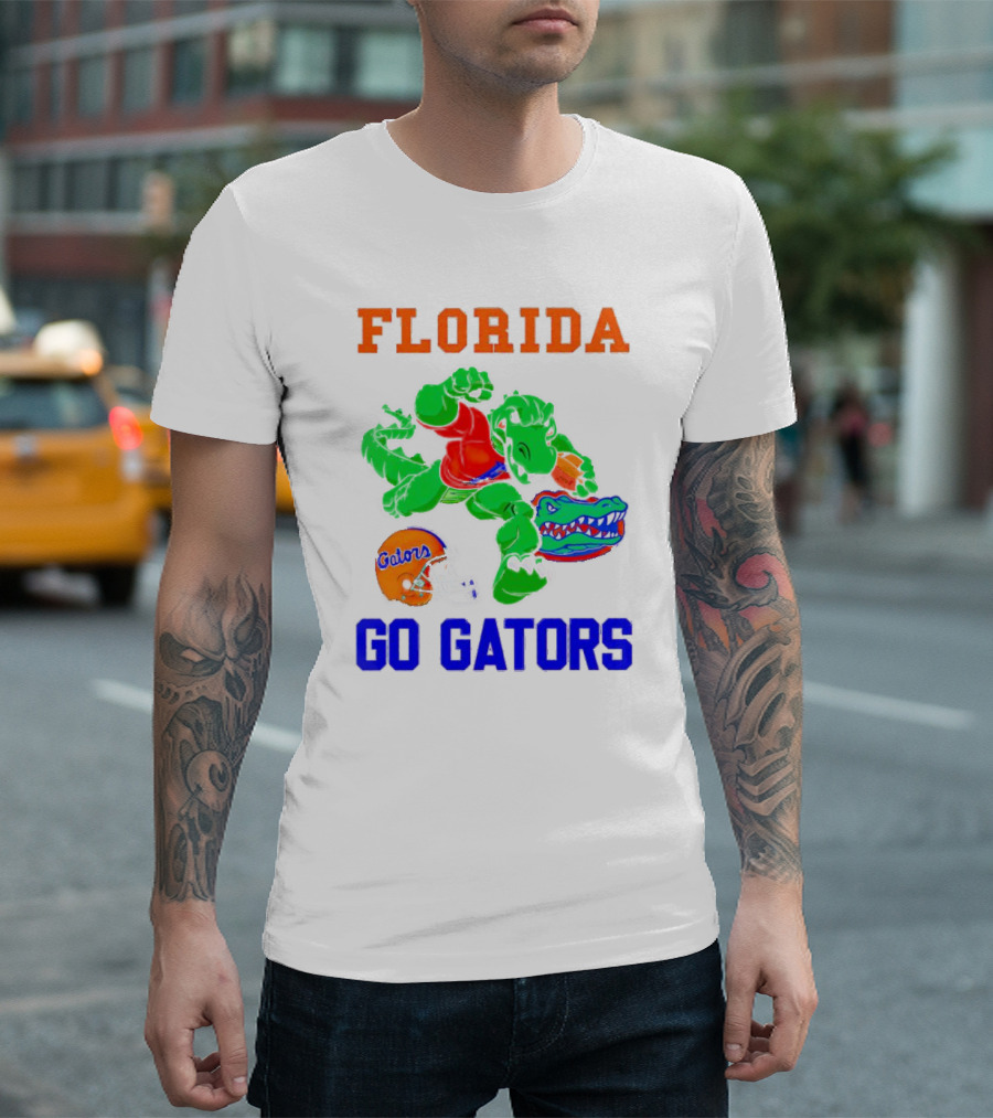 Florida Gators Go Gators Football Alligator with Gators Helmet T-Shirt