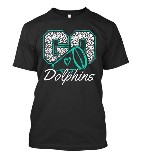 GO Dolphins Cheer Megaphone Heart T-Shirt