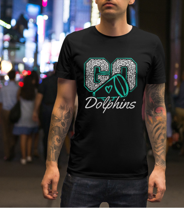 GO Dolphins Cheer Megaphone Heart T-Shirt