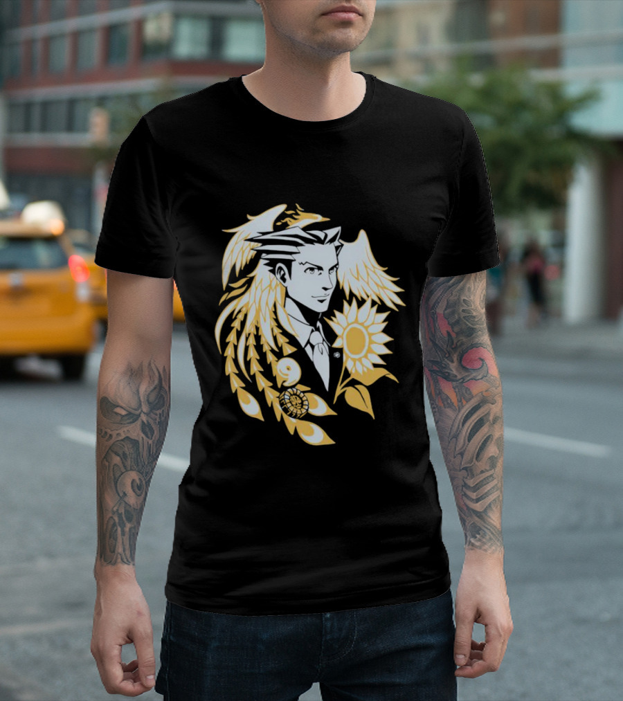 Phoenix Wright Sunflower Justice Attorney Wings Art Nouveau T-Shirt