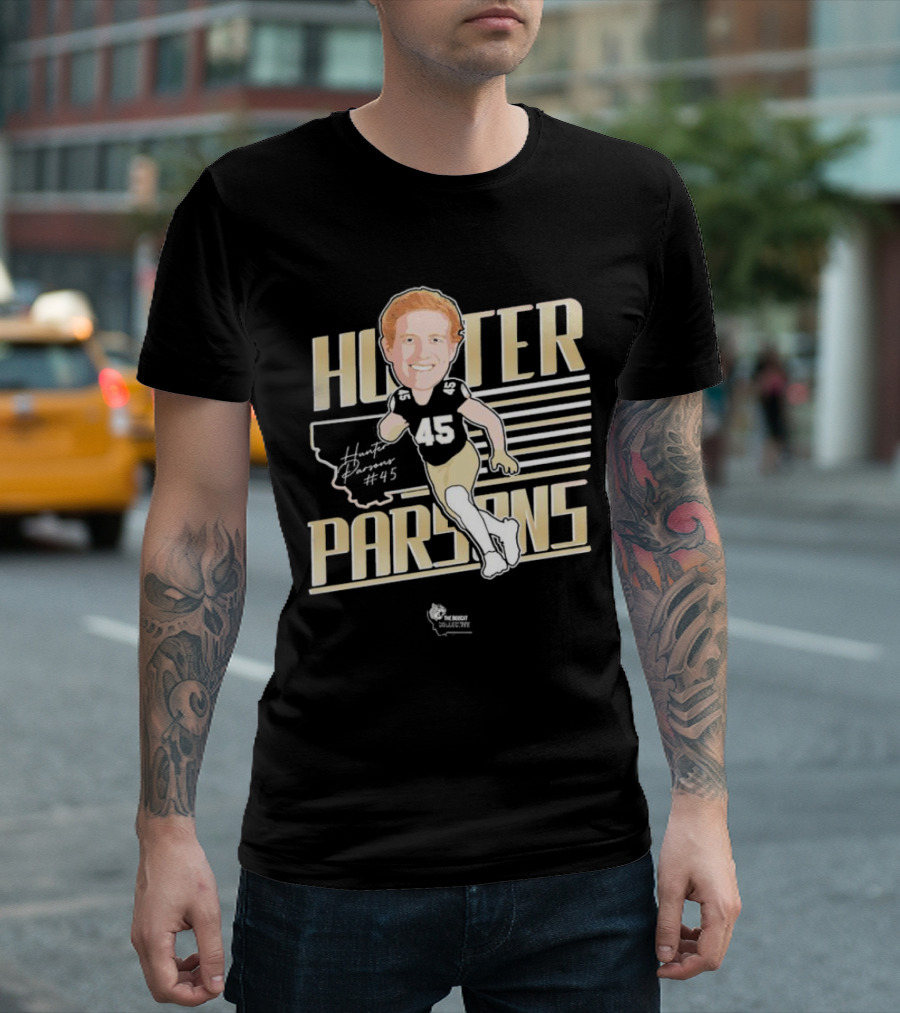 Hunter Parsons #45 Caricature Signature Running T-Shirt