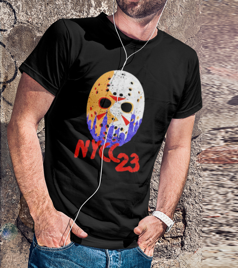 NYCC 23 Jason Voorhees Hockey Mask Skyline T-Shirt