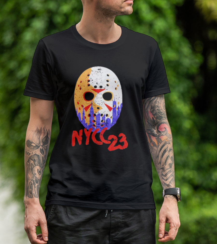 NYCC 23 Jason Voorhees Hockey Mask Skyline T-Shirt
