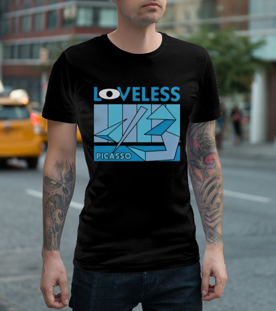 Loveless Picasso Abstract Eye Blue Geometric T-Shirt