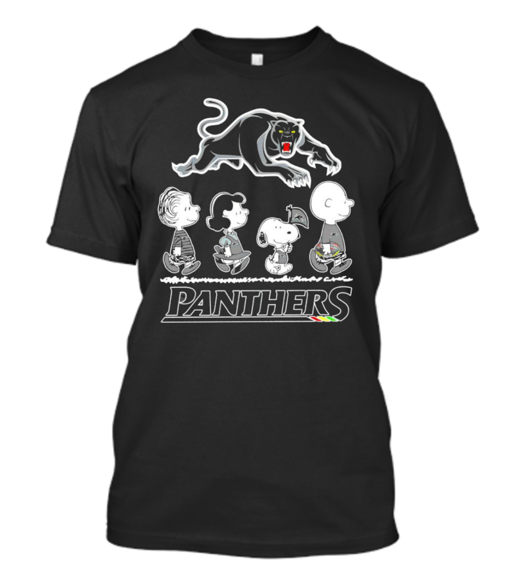 Peanuts Characters With Penrith Panthers T-Shirt