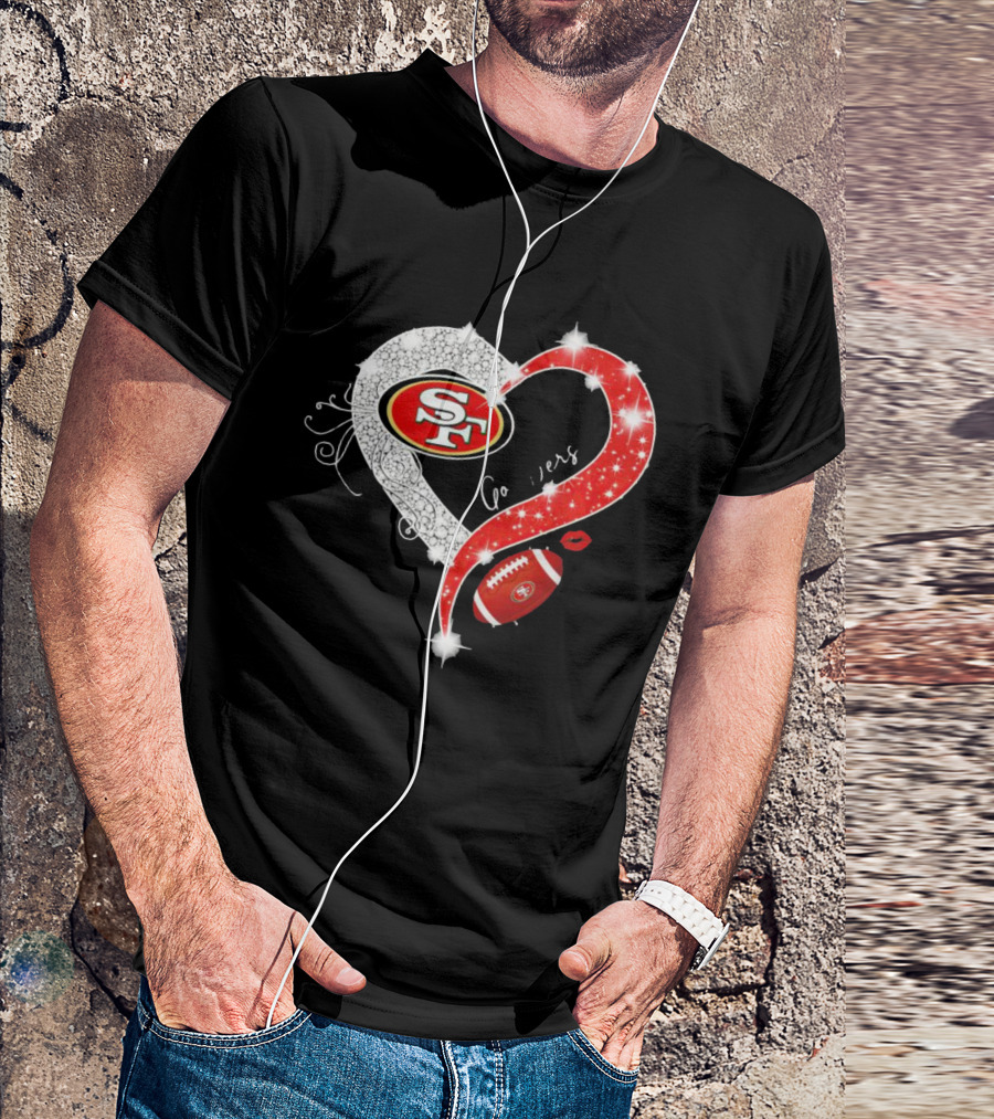 San Francisco 49ers Heart Diamond Blink Football 49ers T-Shirt