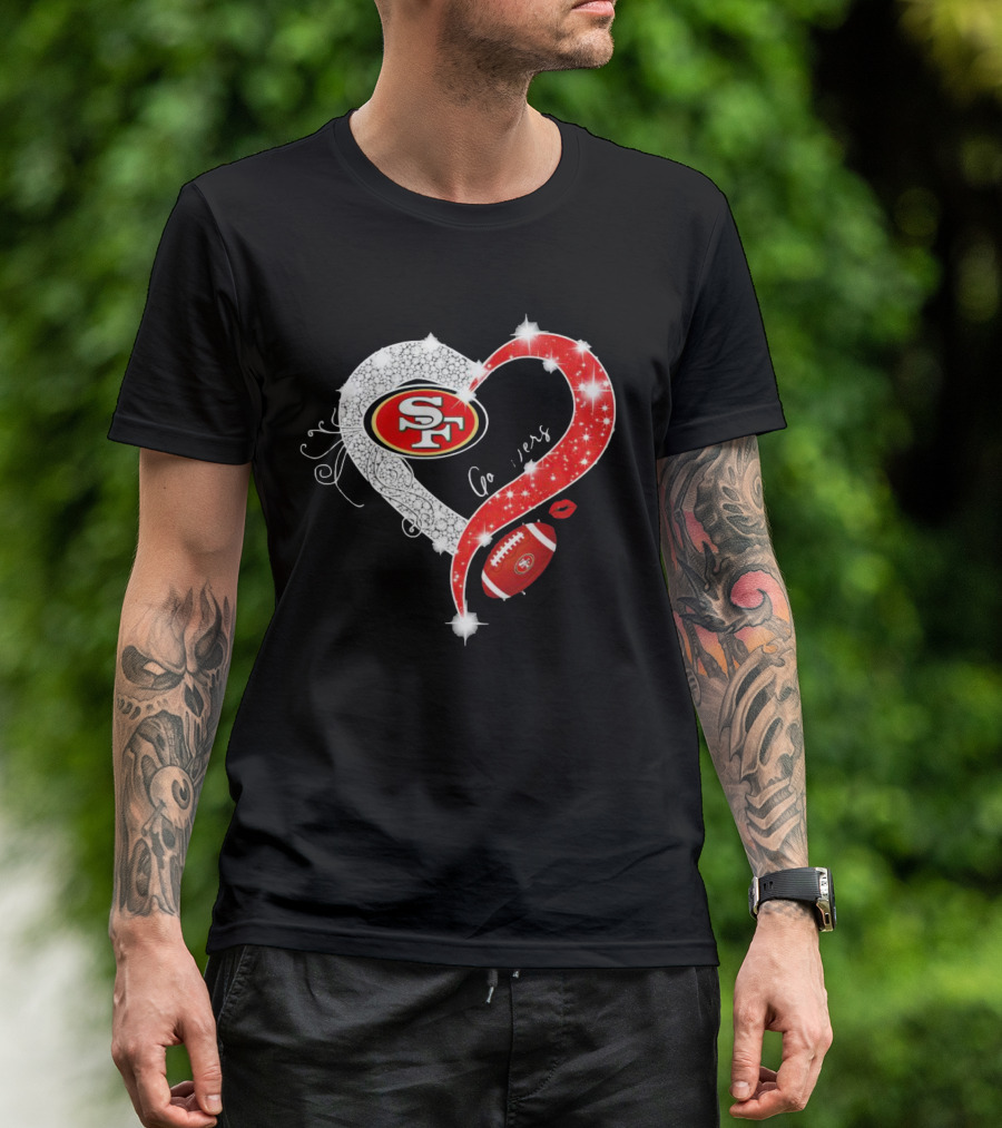 San Francisco 49ers Heart Diamond Blink Football 49ers T-Shirt