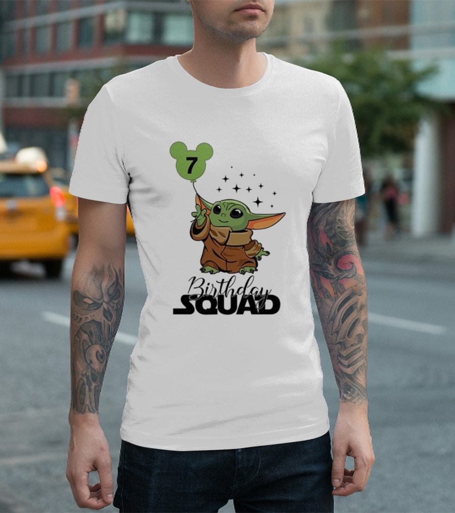 Baby Yoda Star Wars Birthday Squad 7 T-Shirt