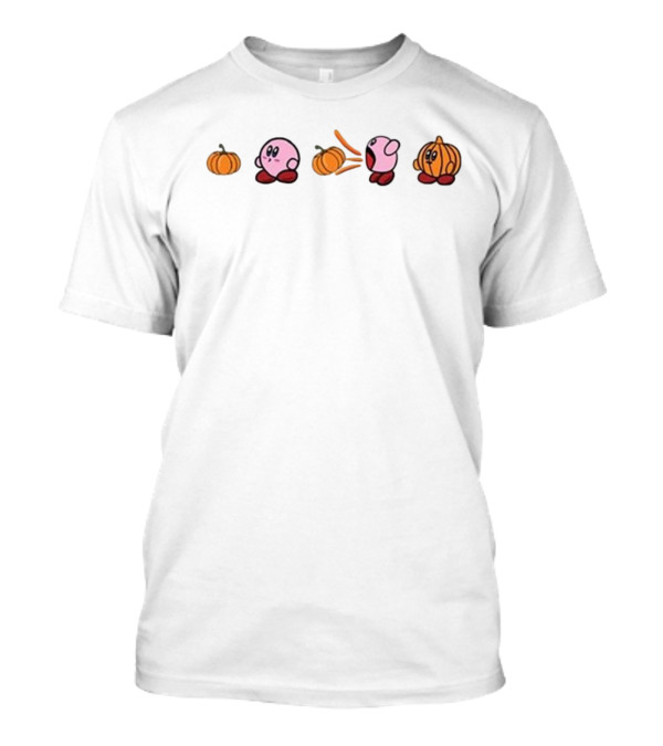 Kirby Pumpkin Funny Fall Halloween Transformation Sequence T-Shirt