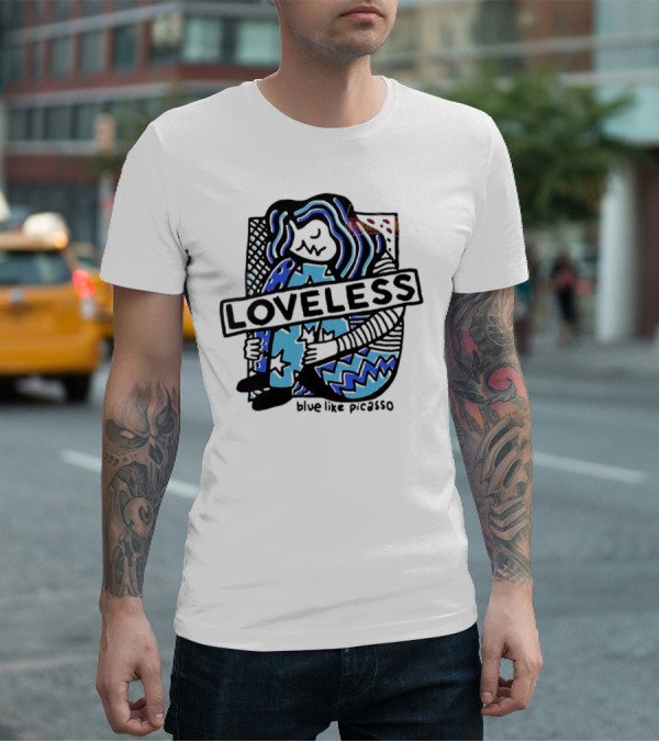 Loveless Blue Like Picasso Stars And Zigzags T-Shirt