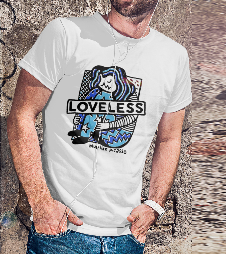 Loveless Blue Like Picasso Stars And Zigzags T-Shirt