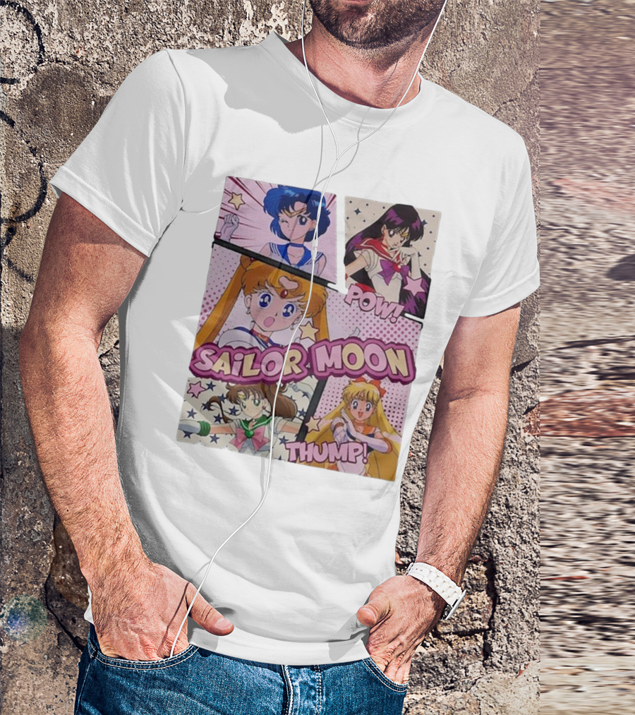 Sailor Moon Pow Thump Vintage Style With Sailor Moon Characters T-Shirt