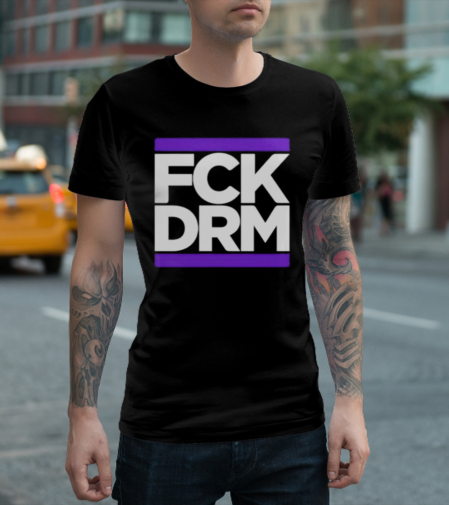 FCK DRM White Text on Purple T-Shirt