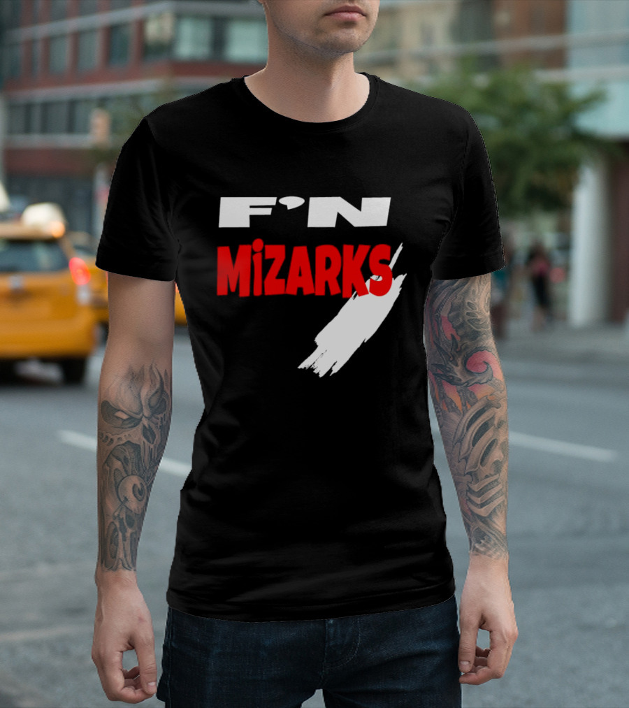 F'N Mizarks Bold Red And White Text With Brushstroke T-Shirt