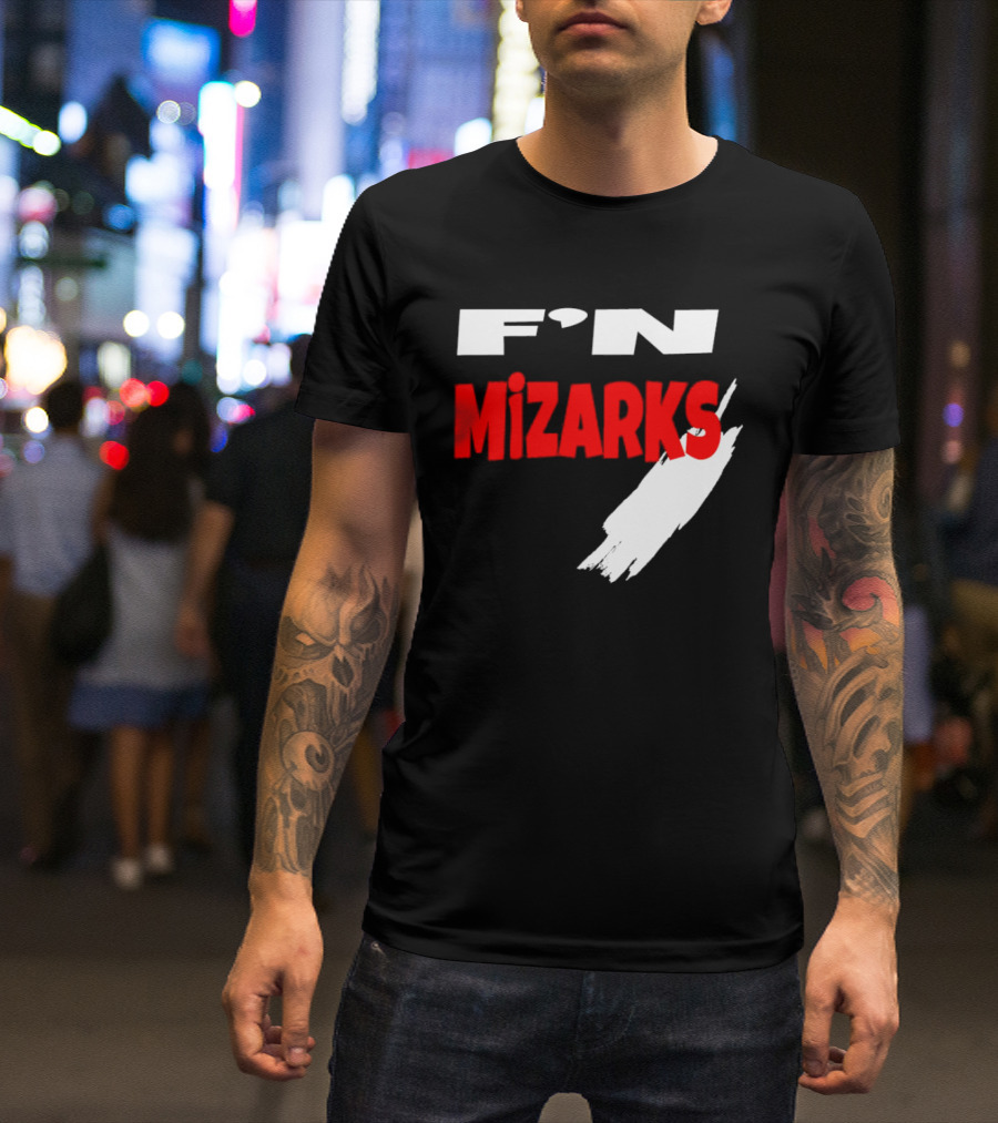 F'N Mizarks Bold Red And White Text With Brushstroke T-Shirt