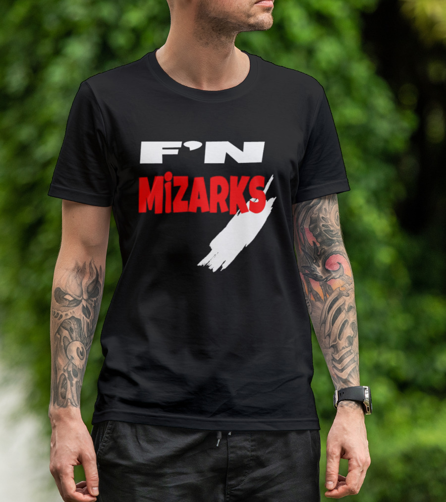 F'N Mizarks Bold Red And White Text With Brushstroke T-Shirt