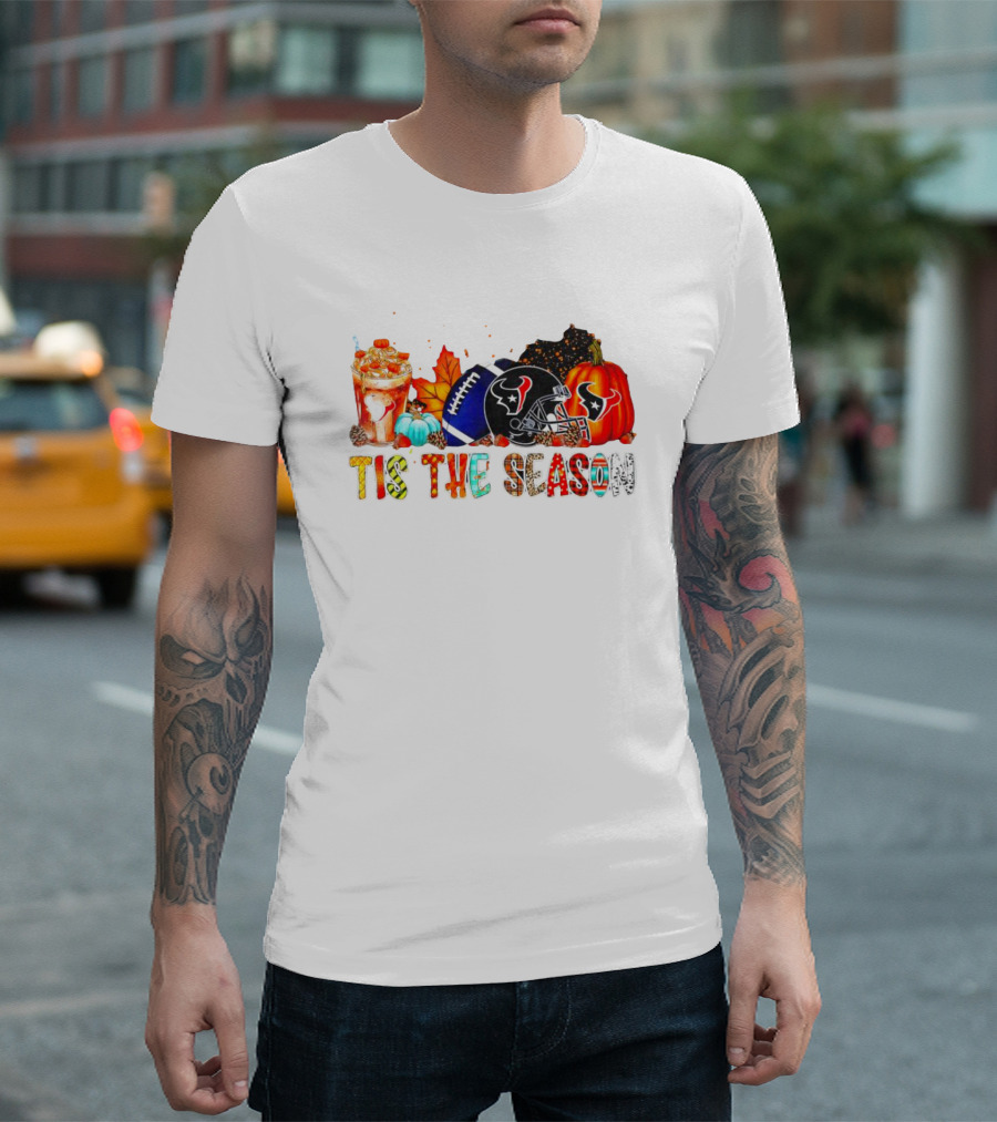 Houston Texans Tis The Season Halloween Football Pumpkins Fall Decor T-Shirt