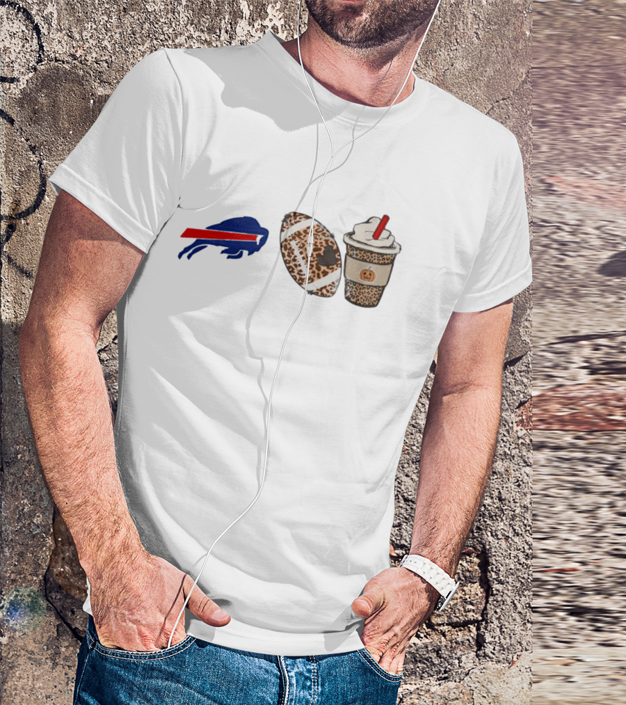 Buffalo Bills Fall Leopard Football Pumpkin Spice Coffee T-Shirt