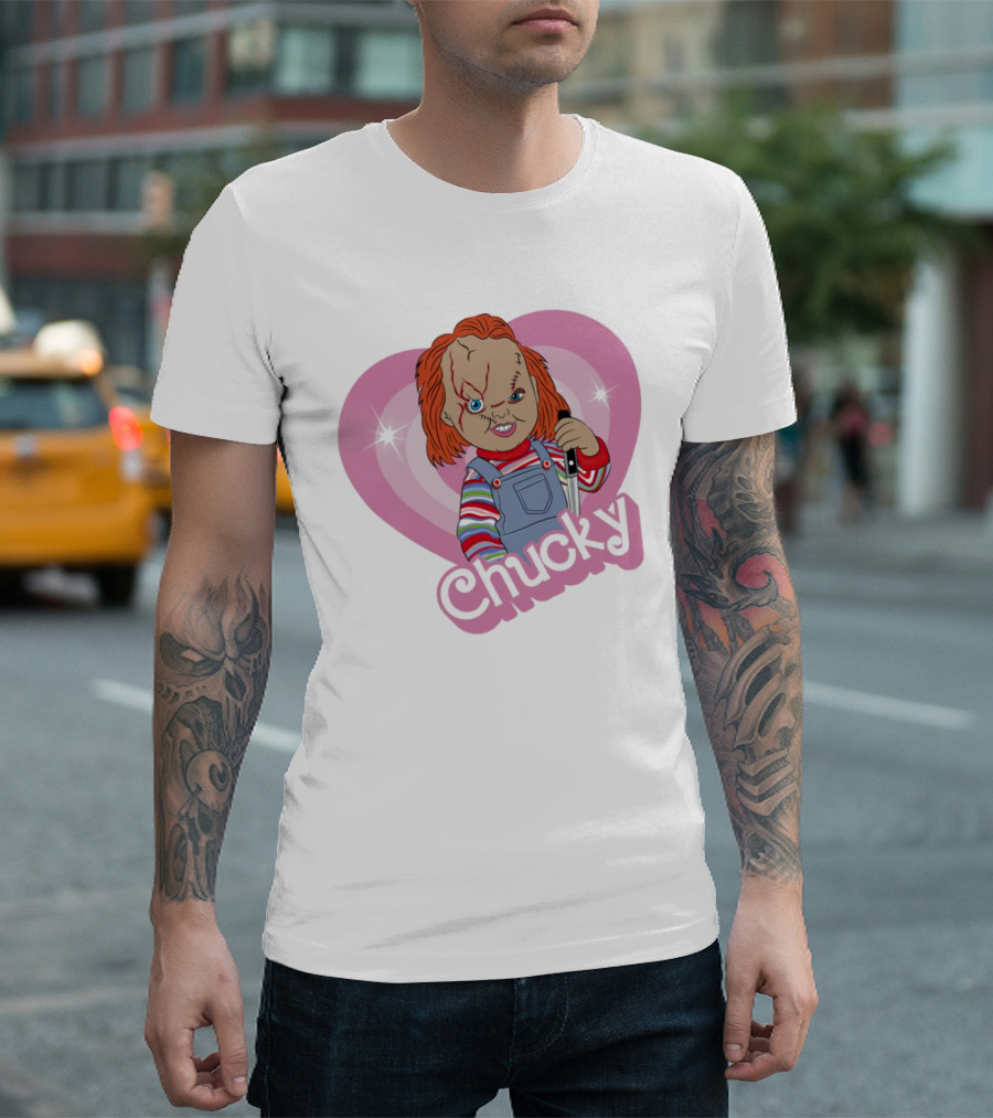 Chucky Horror Doll in Pink Heart T-Shirt
