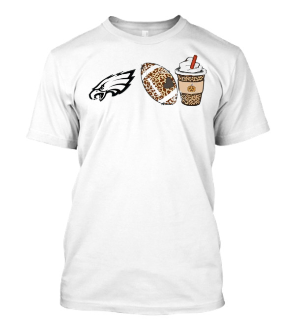Philadelphia Eagles Leopard Football Fall Season Pumpkin Cup T-Shirt