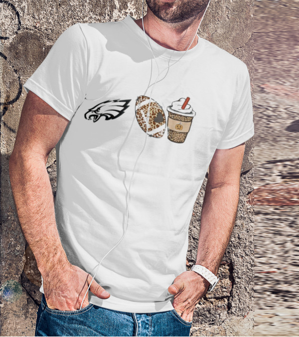 Philadelphia Eagles Leopard Football Fall Season Pumpkin Cup T-Shirt