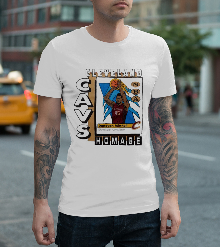 Cleveland Cavs Donovan Mitchell NBA Homage Trading Card T-Shirt