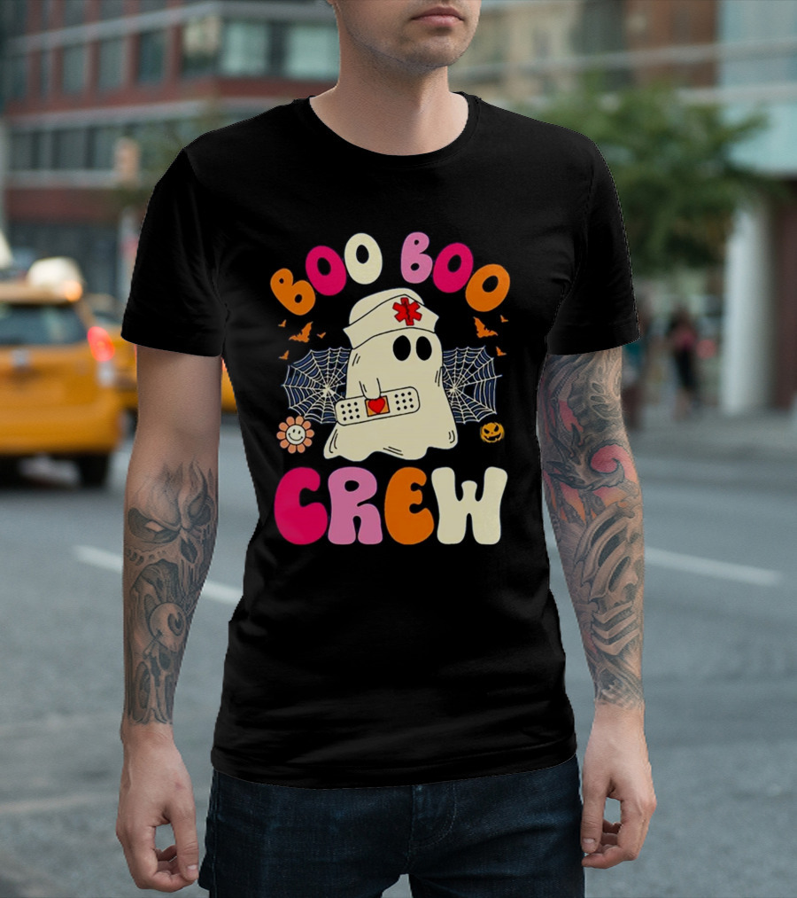 Groovy Boo Boo Crew Funny Nurse Ghost Halloween T-Shirt
