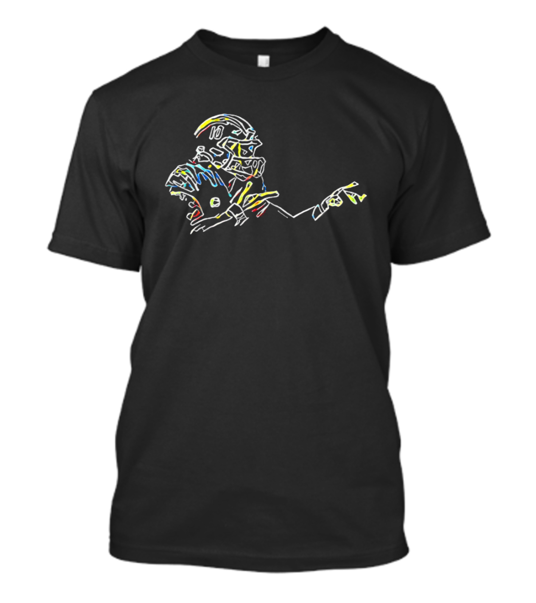 Justin Herbert He Asked We Delivered Neon Line Style Football Player Drawing T-Shirt