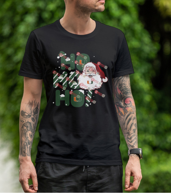 Ho Ho Ho Miami Hurricanes Santa Claus Christmas T-Shirt