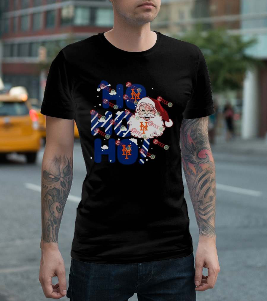 New York Mets Santa Claus Ho Ho Ho Christmas Festive T-Shirt