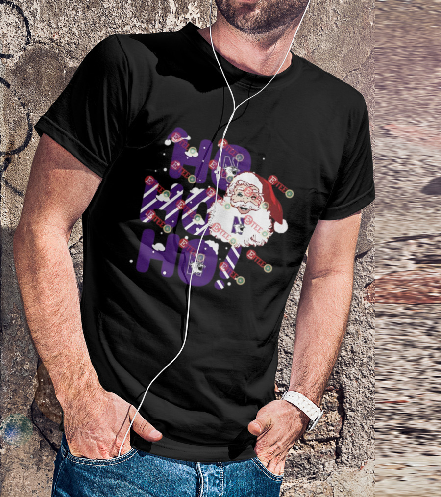 Northwestern Wildcats Santa Claus Ho Ho Ho Christmas Snowflakes T-Shirt