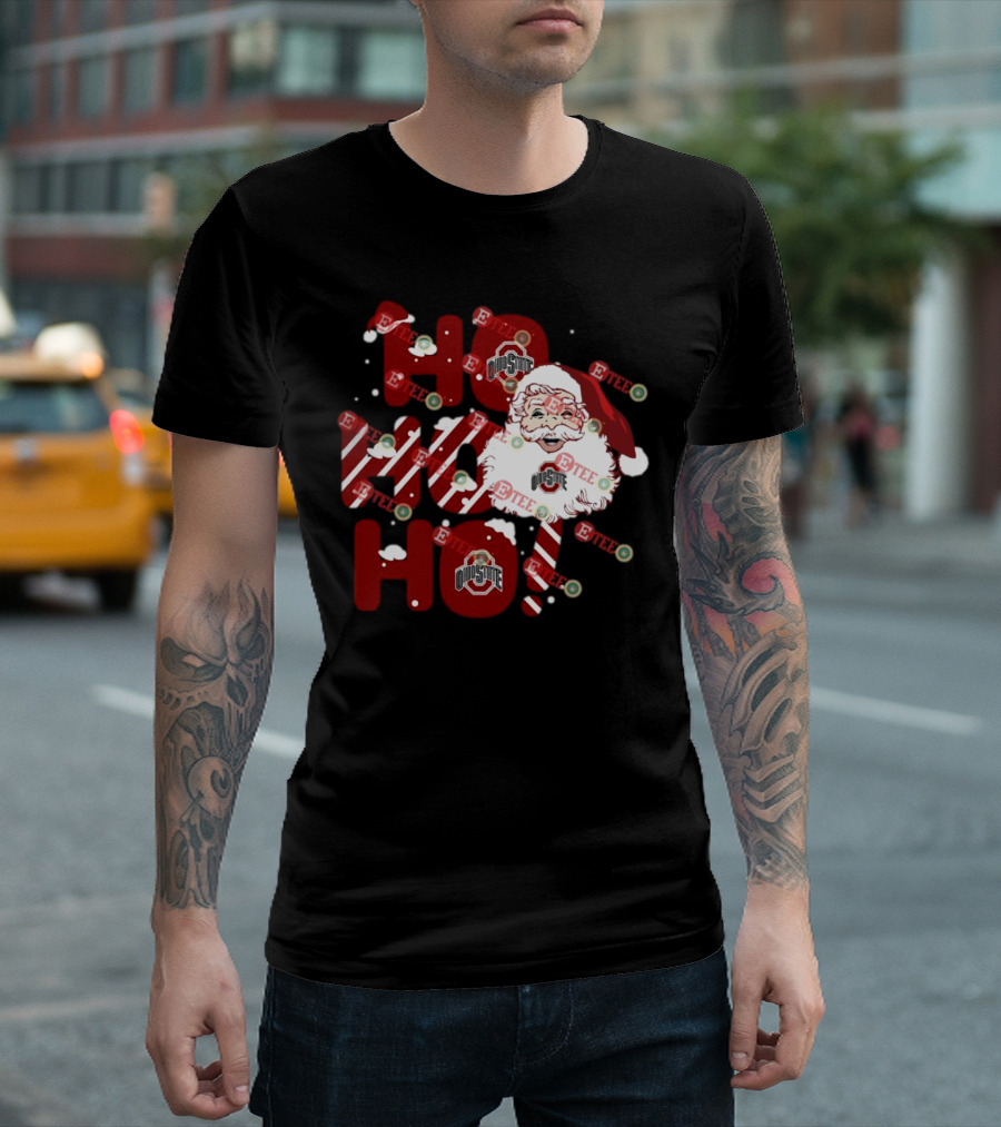 Ohio State Buckeyes Santa Claus Ho Ho Ho Christmas Holiday Spirit T-Shirt