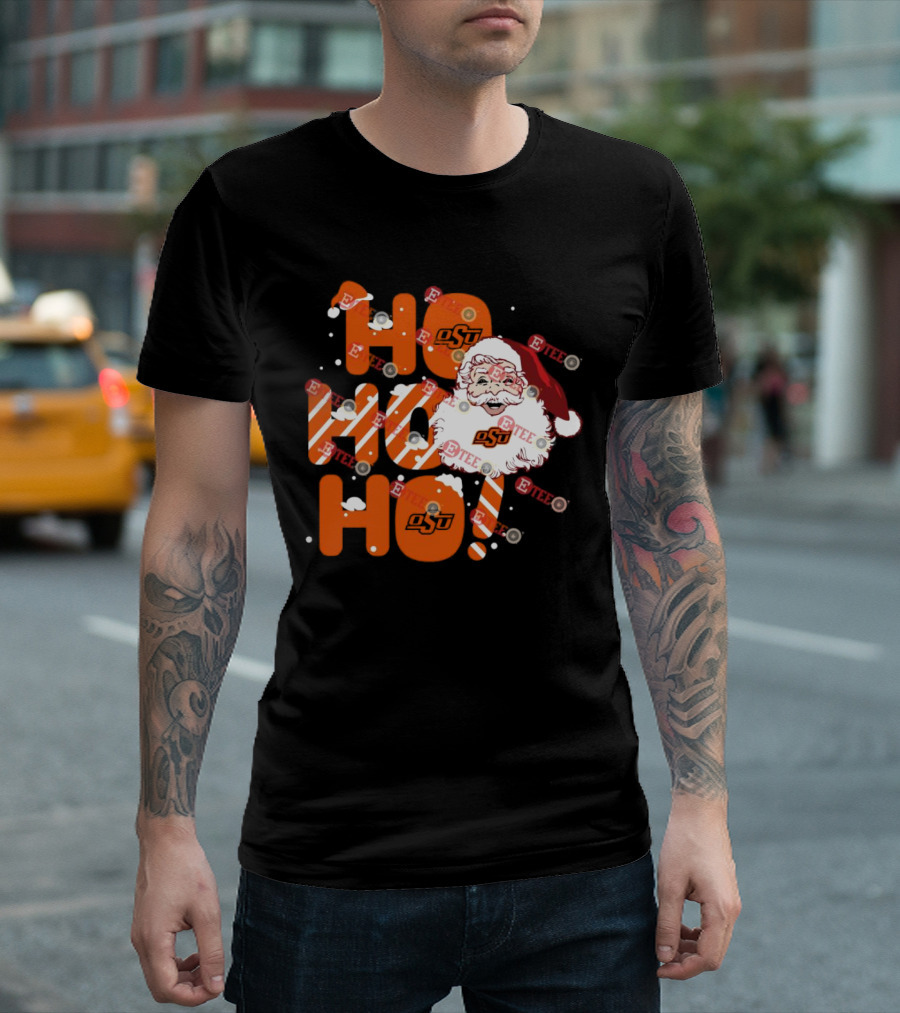 Oklahoma State Cowboys OSU Santa Claus Ho Ho Ho Christmas T-Shirt