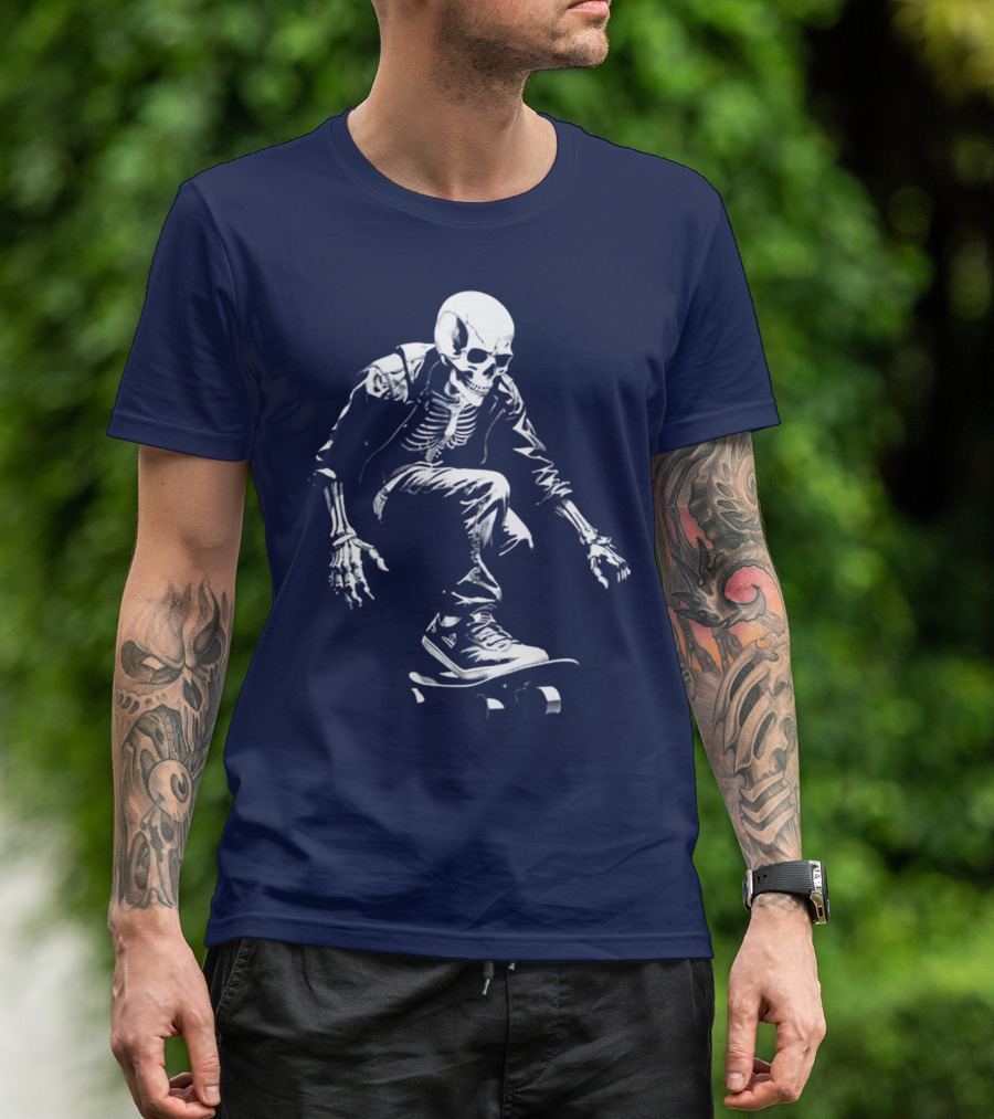 Skeleton Skateboarder Cool Iconic Street Style Skater Pose T-Shirt