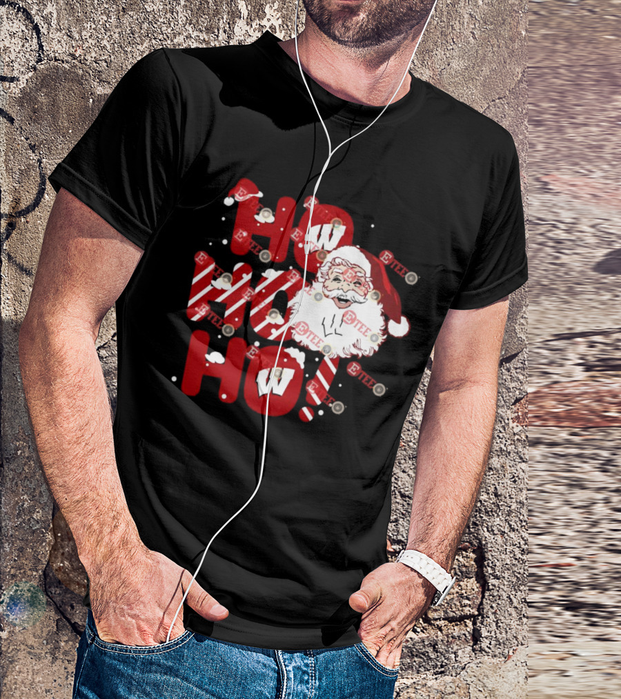 Wisconsin Badgers Santa Claus Ho Ho Ho Christmas Holiday Cheer T-Shirt