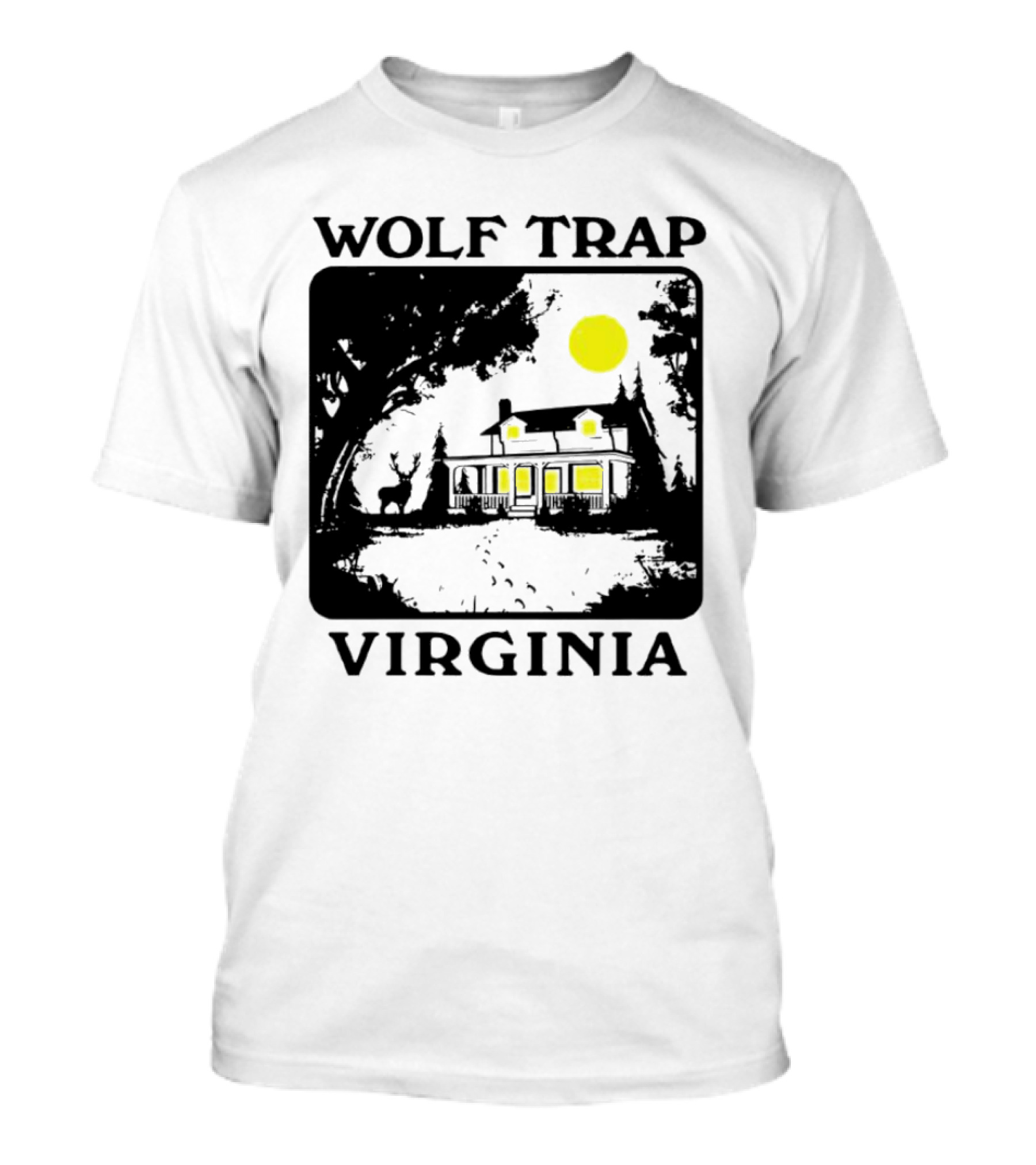 Wolf Trap Virginia Night Scene With Cabin And Deer T-Shirt