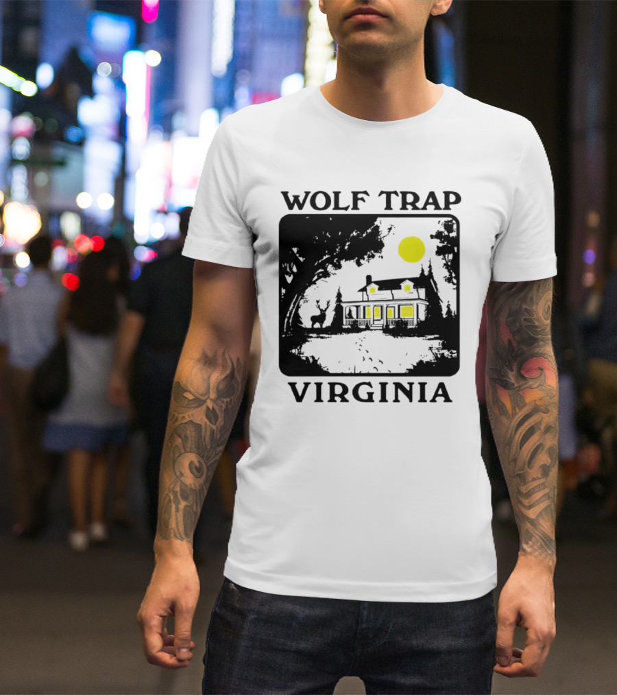 Wolf Trap Virginia Night Scene With Cabin And Deer T-Shirt