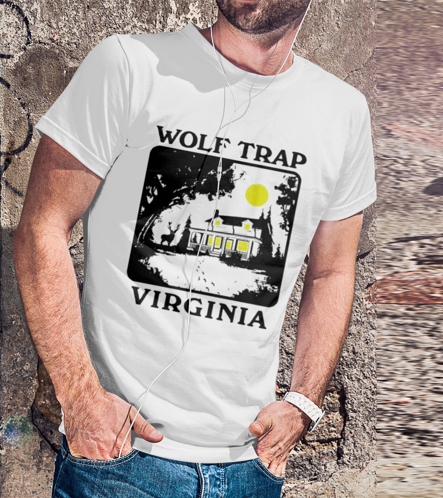 Wolf Trap Virginia Night Scene With Cabin And Deer T-Shirt