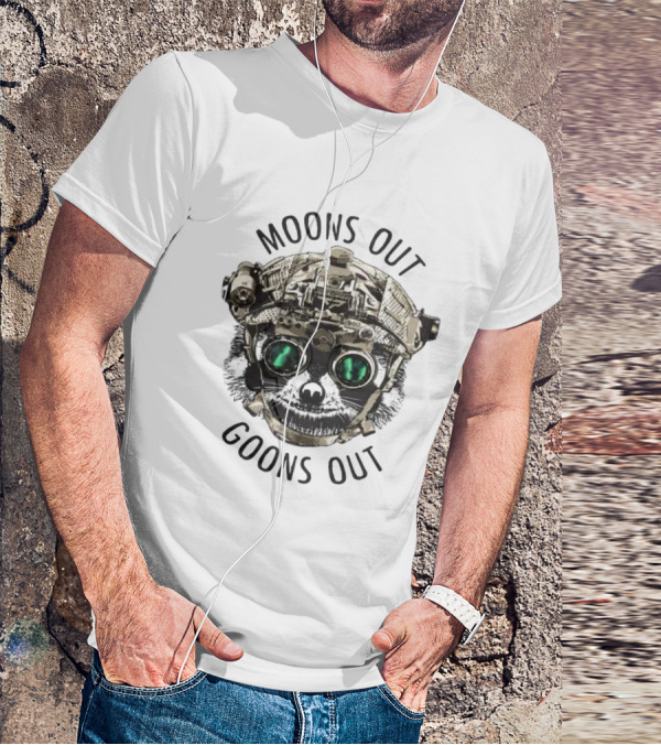 Moons Out Goons Out Raccoon With Tactical Gear T-Shirt