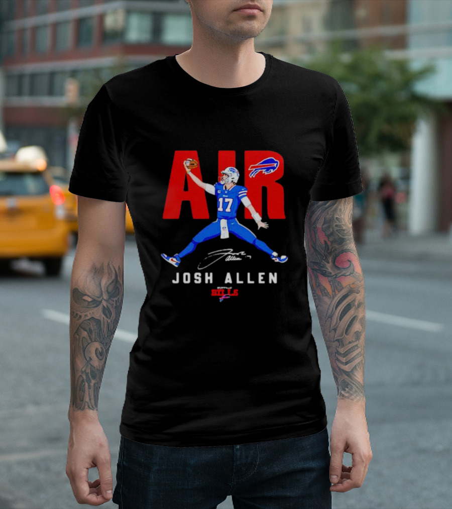Buffalo Bills Air Josh Allen 17 Signature Football T-Shirt