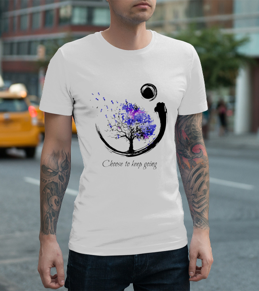 Choose to Keep Going Enso Tree with Splatter Art and Circle T-Shirt