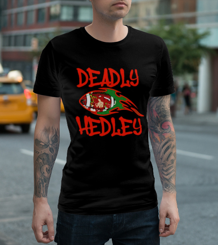 Deadly Hedley Flaming Football T-Shirt