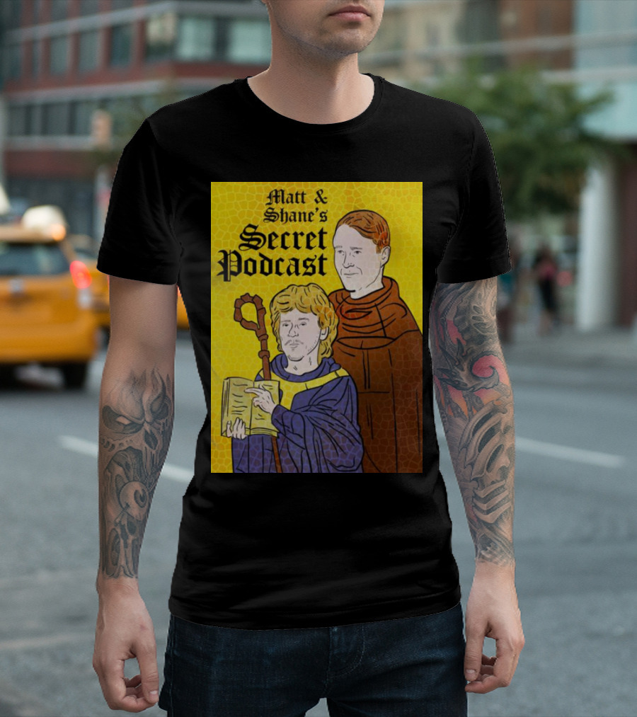 Matt And Shane's Secret Podcast Saintly Figures Mosaic T-Shirt