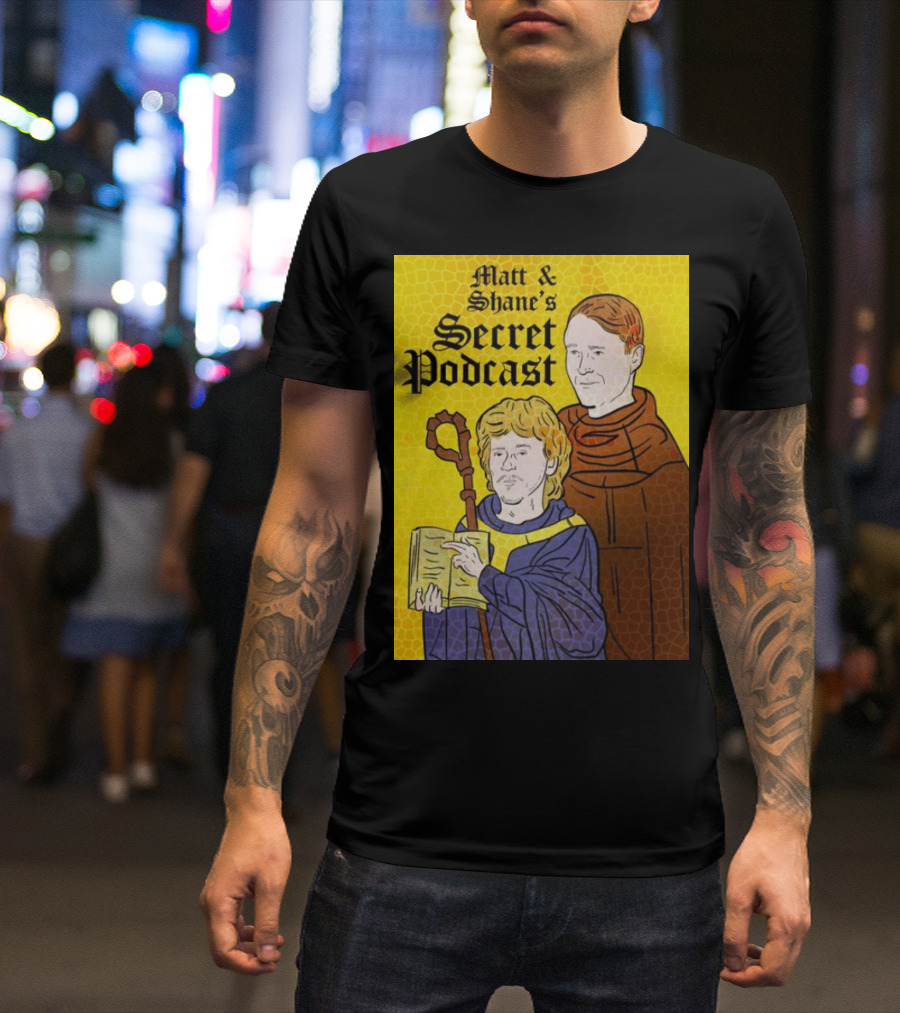 Matt And Shane's Secret Podcast Saintly Figures Mosaic T-Shirt