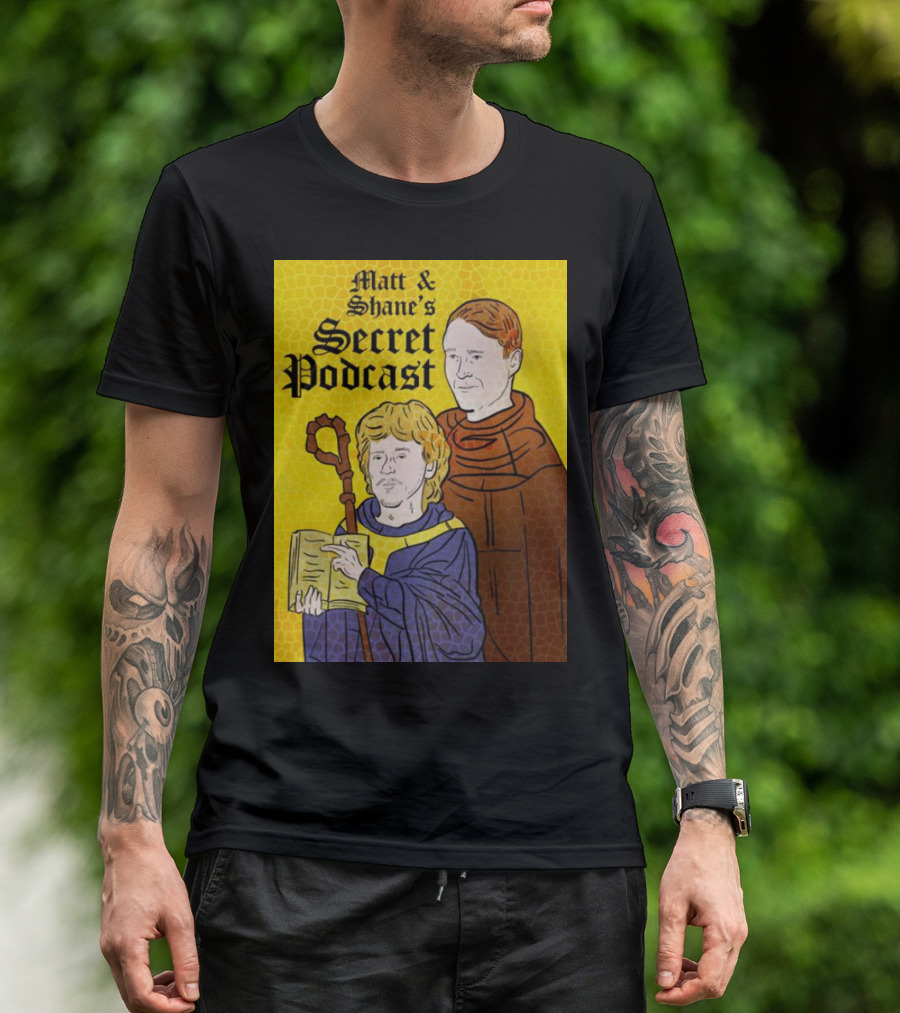 Matt And Shane's Secret Podcast Saintly Figures Mosaic T-Shirt